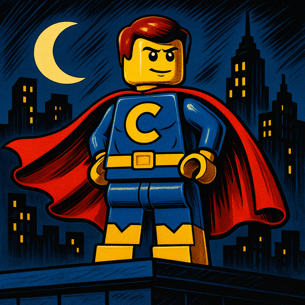 DC-style AI avatar with bold comic-book costume for comparison with Marvel style