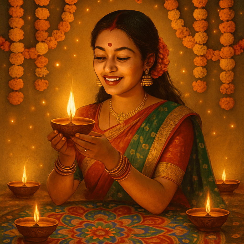 Diwali-themed AI avatar generated by MiniFigureAI